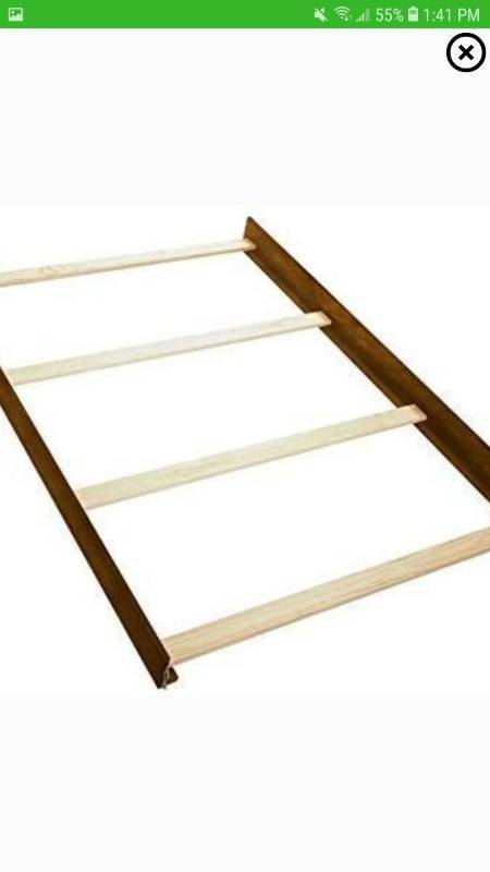 lot 18226 image: Full Size Conversion Kit Bed Rails for Oxford Baby Cribs (Rustic Farmhouse Brown)