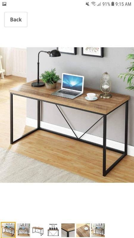 lot 18272 image: FOLUBAN Rustic Industrial Computer Desk,Wood and Metal Writing Desk Oak 47