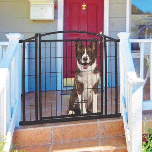 lot 16859 image: Carlson Secure Walk Through Gate with Small Pet Door - Black (Extra Wide)