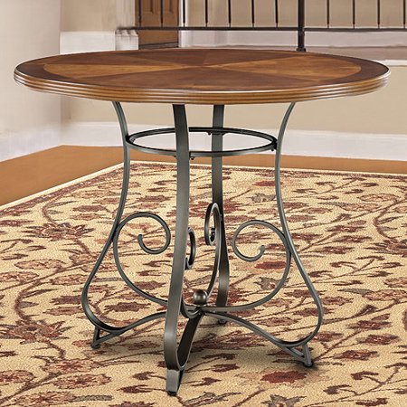 lot 16894 image: Powell Harrington Cherry Pub Table, Matte Pewter and Bronze, Box 1 of 2