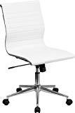 lot 16912 image: Flash Furniture Mid-Back Armless Ribbed Upholstered Leather Conference Chair, White