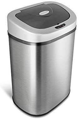 lot 17363 image: Ninestars Infrared Motion Sensor Trash Can, Silver, Batteries not Included, 21 Gal.