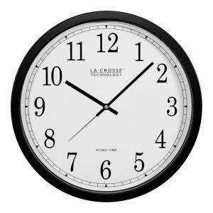 lot 17371 image: La Crosse Technology 14  Atomic Wall Clock, Black Border, Batteries not Included