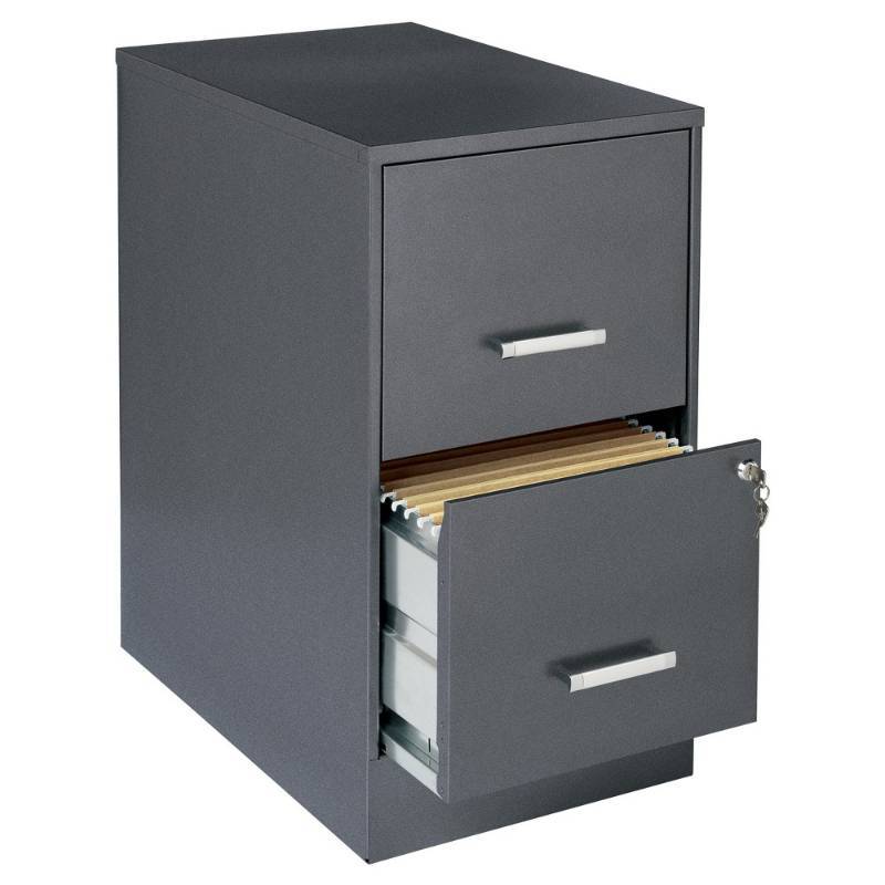 lot 17373 image: Vertical Filing Cabinet Dark Gray Wash, Shipping Damage Dents, New
