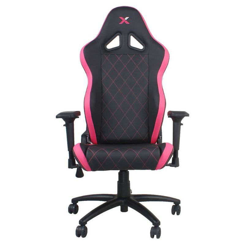 lot 17407 image: Ferrino Line Pink on Black Diamond Patterned Gaming and Lifestyle Chair by RapidX, PinkBlack, New, All Parts Included