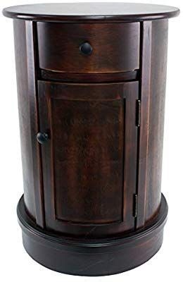 lot 17413 image: Decor Therapy Round Side Table w CabinetDrawer