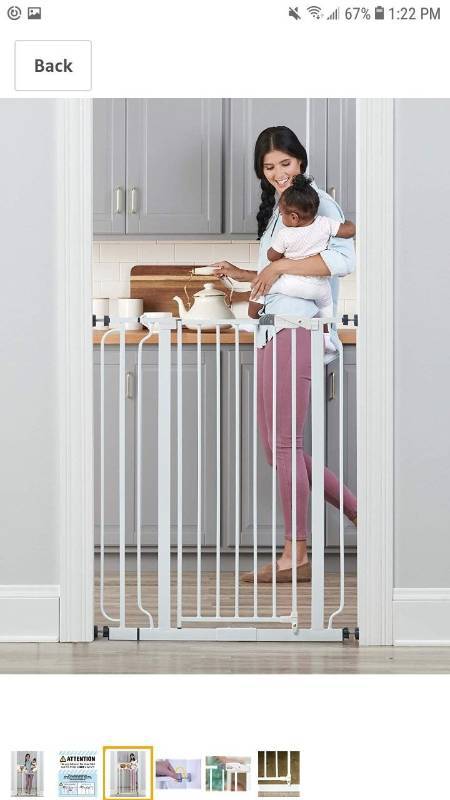 lot 18310 image: Regalo Easy Step Extra Tall Walk Thru Baby Gate, Includes 4-Inch Extension Kit
