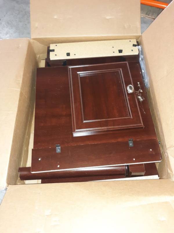 lot 18311 image: Brown End Table w Storage Compartment