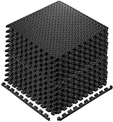 lot 17680 image: YOGU Puzzle Exercise Floor Mat EVA Interlocking Foam Tiles Exercise Equipment Mat Protective Flooring for Home Gym (Black)