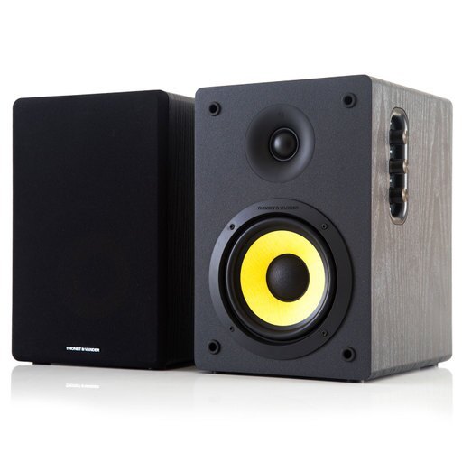 lot 17681 image: Thonet & Vander KURBIS 50-Watt 2-Channel Bluetooth Speaker and Woofer - Pair - Black