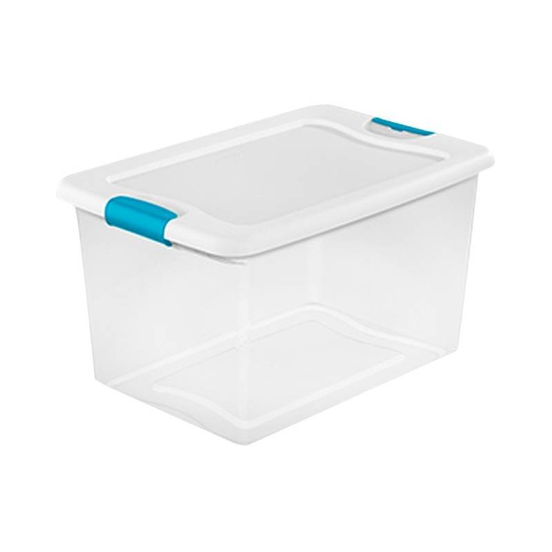 lot 17740 image: (1) Sterilite 64 Quart Latch Storage Box, Minor Damage - Back Handle Latch Missing, New