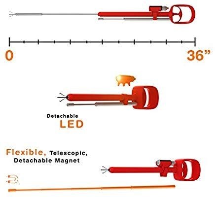 lot 17752 image: Pick-up Pro - 36 in Telescopic Flexible Claw, Grab it Gadget by Odii, Red, New