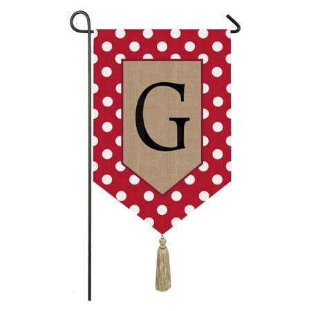 lot 17794 image: Polka-Dot Welcome Monogram Garden Flag Letter G