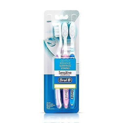 lot 17796 image: Oral-B Sensitive Whitening Toothbrush, 3-Pack, New