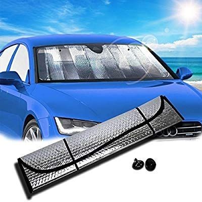 lot 17798 image: Zento Deals BlueSilver Reversible Car Sunshade, 27.2  x 53.7