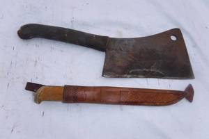 lot 6999 image: Vintage Meat Cleaver and Marttiini Rapala Fillet Knife