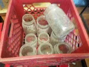 lot 14066 image: Milk Crate of Mason Jars