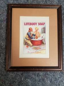 lot 14076 image: Framed Lifebuoy Soap Ad