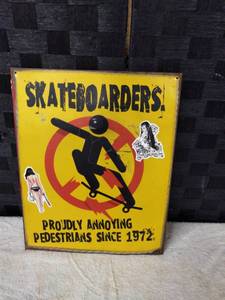lot 1637 image: Skateboarders Metal Wall Sign