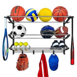 lot 1908 image: Lynk Sports Rack with Adjustable Hooks - BlackSilver