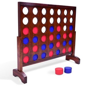 lot 1930 image: GoSports Giant Dark Wood Stain 4 in a Row Backyard Game