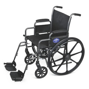 lot 1962 image: Medline K1 Basic Extra-Wide Wheelchair with Swing Away Footrests