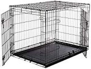 lot 1974 image: AmazonBasics Double-Door Folding Metal Dog Crate - Large (42x28x30 Inches)