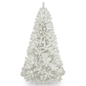 lot 1985 image: 7 ft. North Valley White Spruce Hinged Christmas Tree with Glitter - Clear
