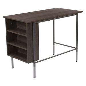 lot 2073 image: Flash Furniture Hillside Light Applewood Finish Computer Desk with Side Storage Shelves