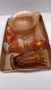 lot 4737 image: Amber Carnival Glass etc.
