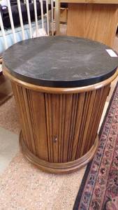 lot 4880 image: Round Slate Top Lamp Table wStorage