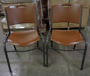 lot 2027 image: Set of 2 Lifetime Brand Chairs - Brown