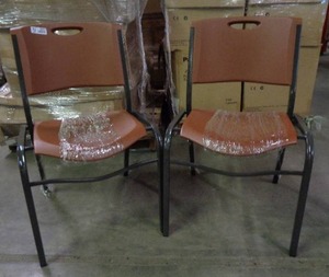 lot 2031 image: Set of 2 Lifetime Brand Chairs - Brown