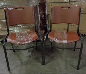 lot 2032 image: Set of 2 Lifetime Brand Chairs - Brown