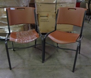 lot 2034 image: Set of 2 Lifetime Brand Chairs - Brown