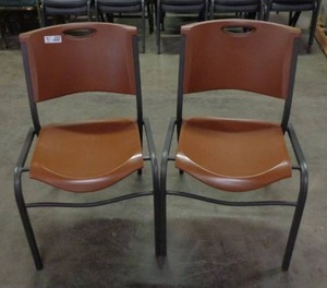 lot 2028 image: Set of 2 Lifetime Brand Chairs - Brown