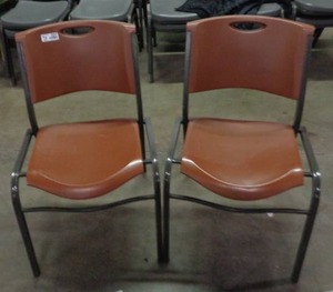 lot 2037 image: Set of 2 Lifetime Brand Chairs - Brown