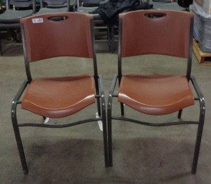 lot 2042 image: Set of 2 Lifetime Brand Chairs - Brown