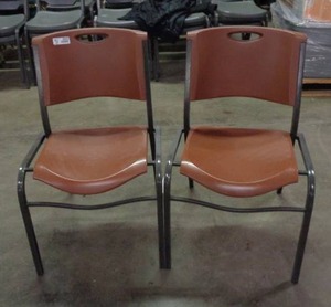 lot 2043 image: Set of 2 Lifetime Brand Chairs - Brown