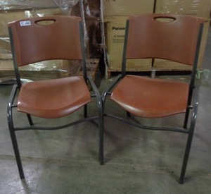 lot 2038 image: Set of 2 Lifetime Brand Chairs - Brown