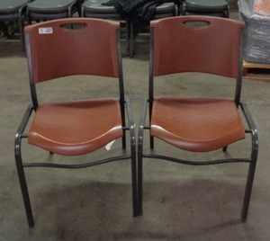 lot 2044 image: Set of 2 Lifetime Brand Chairs - Brown