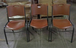 lot 2045 image: Set of 3 Lifetime Brand Chairs - Brown