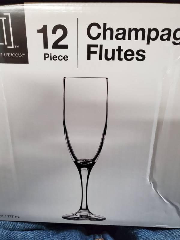 Champagne Flutes – Black Stems – Set of 12 – # 2646 – It's Bazaar