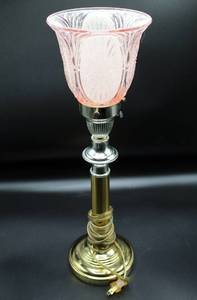 lot 1592 image: Pink Glass Torchiere Lamp - Works