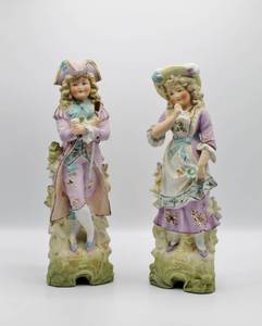 lot 1599 image: Pair of Porcelain Figurines of a Man and Woman - Marked