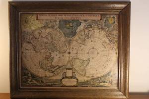 lot 1526 image: Old Wooden Framed Novus Planiglobii Terrestris Per Utrumque Polum Conspectus