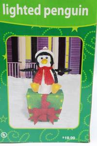 lot 1722 image: Lighted Christmas Penguin Yard Decoration