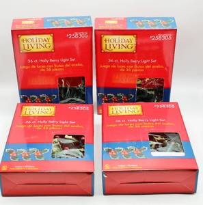 lot 1758 image: 4 Boxes - Holly Berry IndoorOutdoor Light Sets - New in Box