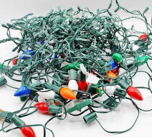 lot 1760 image: IndoorOutdoor Christmas Lights - (2) Strands Clear lights and (2) Strands Large Multi-color lights