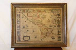 lot 1558 image: Vintage Wooden framed Americas AtlasPicture